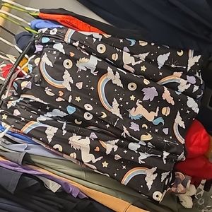 Plus Size 2XL XXL EPIC Unicorn and rainbow Polyester swing skater skirt